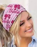 1pc Sweet Barbie Letter Figure Print Elastic Sports Wide Headband