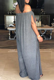 Fashion Casual Solid Backless Off the Shoulder Loose Jumpsuits