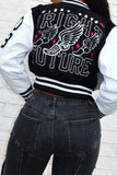 Casual Street Print Patchwork Pocket Buckle O Neck Outerwear