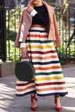 Casual Striped Print Basic Plus Size Skirt