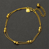 24k gold plated multi layer bead chain bracelet bangle