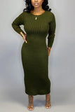 Fashion Sexy Regular Sleeve Long Sleeve O Neck A Line Ankle Length Solid Dresses
