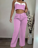 Crop Cami Top & Ruched Pocket Design Pants Set