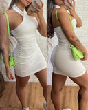 Halter Backless Ribbed Bodycon Dress