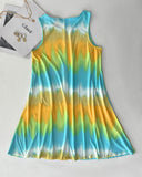Tie Dye Print Sleeveless Casual Dress