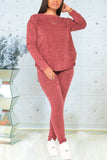 Fashion Casual Long Sleeve O Neck Regular Sleeve Regular Solid Two Pieces