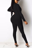 Fashion Sexy Solid Hollowed Out Strap Design V Neck Skinny Jumpsuits