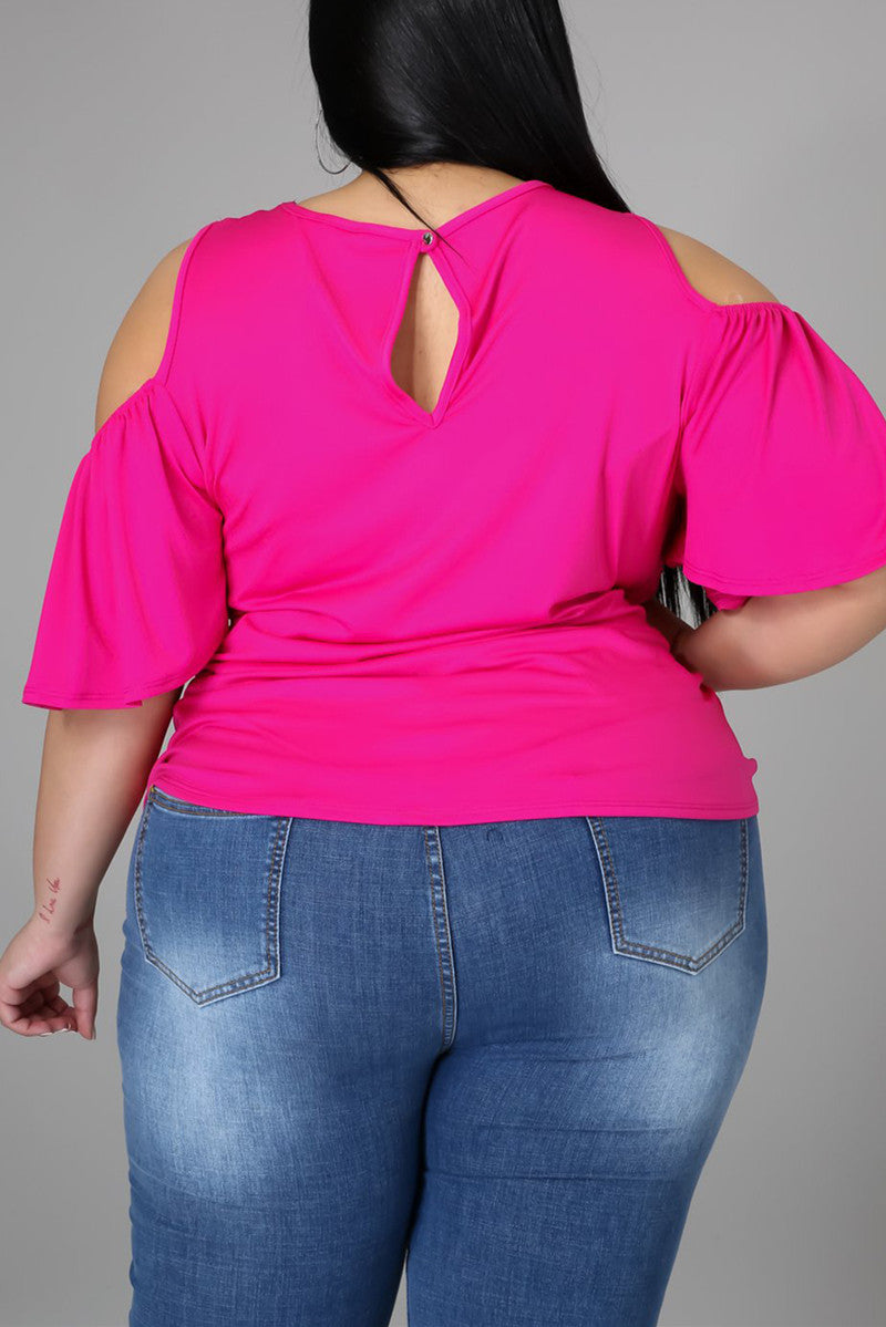 Fashion Casual Solid Hollowed Out V Neck Plus Size Tops