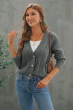 cable knit floral button cardigan