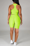 Sportswear Solid Split Joint O Neck Sleeveless Two Pieces