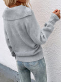 collared lantern sleeve rib knit sweater