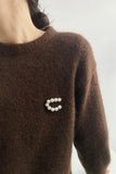 pearl letter c crewneck sweater