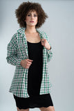 plaid chest pocket tweed coat