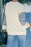 contrast leopard henley pullover