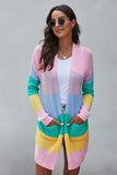 color block open front knitted cardigan
