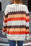 waved stripes long sleeve sweater