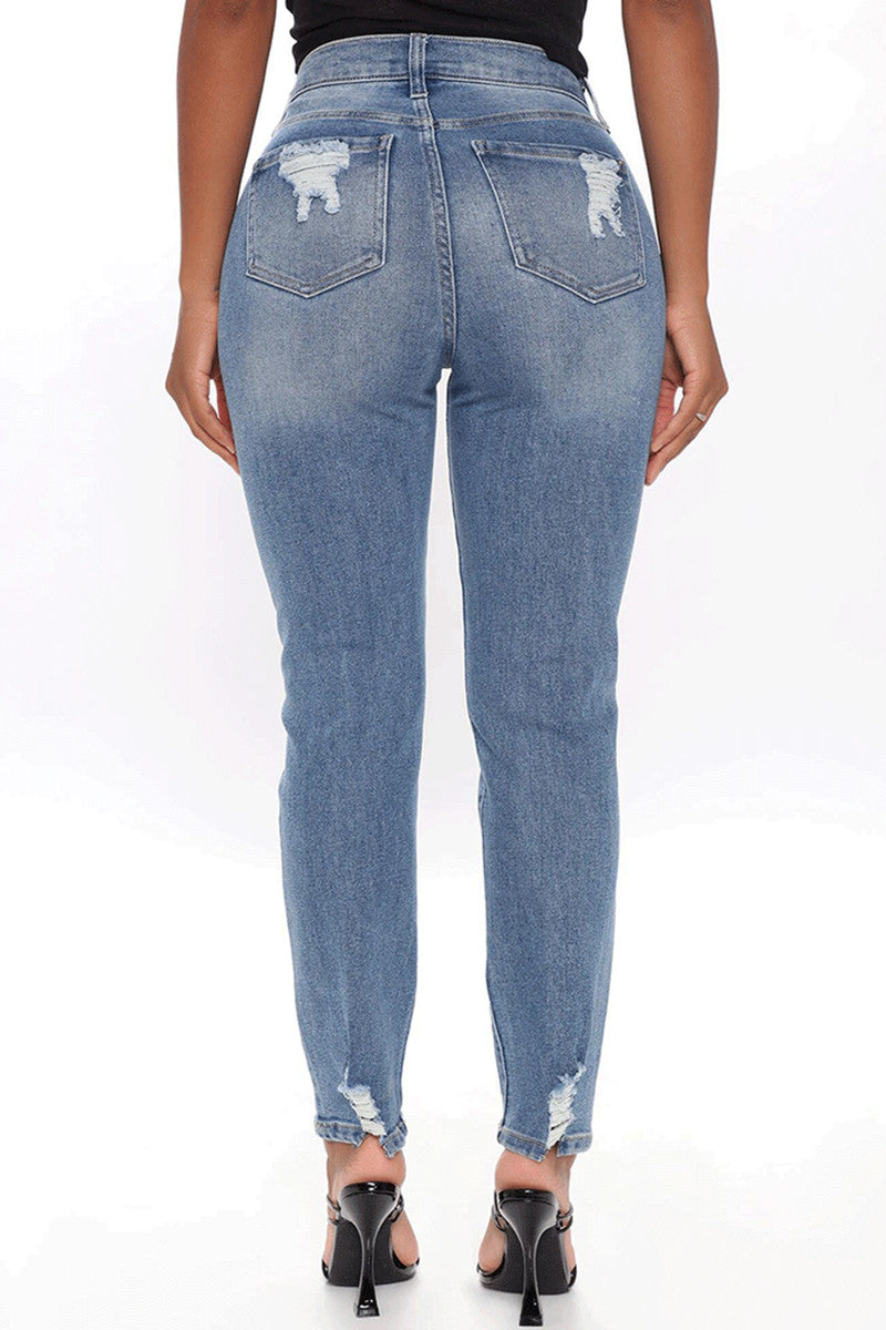 Fashion Casual Skinny Solid Jeans