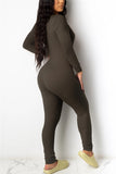 Fashion Sexy V Neck Long Sleeve Regular Sleeve Skinny Solid Jumpsuits