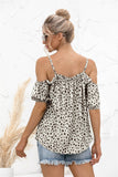 cheetah print cold shoulder camisole top