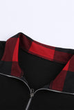 plaid quarter zip drop shoulder pullover