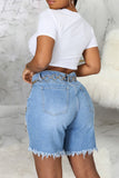 Fashion Casual Solid Ripped Without Belt High Waist Jeans