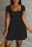 Fashion Casual Solid Basic O Neck Short Sleeve A Line Dresses