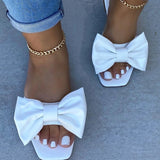 Fashion Casual Solid Color With Bow Square Comfortable Slippers