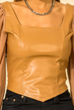 hyfve faux leather sheer sleeves corset top