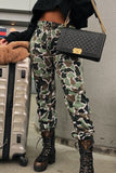 Casual Print Camouflage Print Without Belt Regular Mid Waist Pencil Bottoms