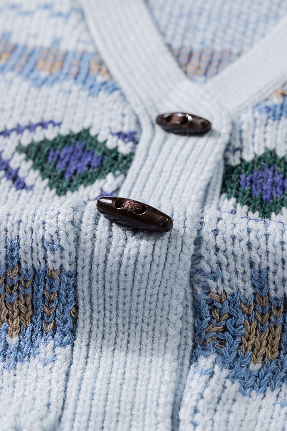 fair isle v neck button front cardigan