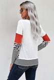 striped color block waffle knit t shirt