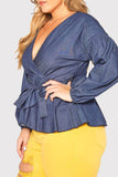 Fashion Casual Solid With Belt V Neck Plus Size Set