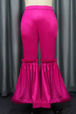 Casual Solid Patchwork Boot Cut High Waist Speaker Solid Color Trousers
