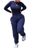 Fashion Casual Adult PVC Solid Split Joint O Neck Long Sleeve Regular Sleeve Regular Two Pieces