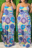 Sexy Casual Plus Size Print Backless Spaghetti Strap Sleeveless Dress