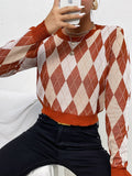 argyle cropped pullover sweater