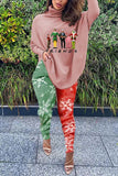 Fashion Casual Print Basic Turtleneck Long Sleeve Two Pieces