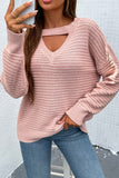 cutout horizontal rib knit sweater