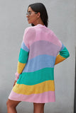 color block open front knitted cardigan