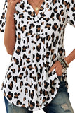 leopard print notched neck peplum top