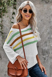 stripes print long sleeve knit top