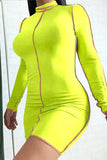 Fashion Sexy Regular Sleeve Long Sleeve Turtleneck Long Sleeve Dress Mini Patchwork Dresses