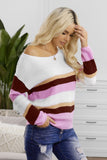 striped rib knit sweater