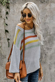 stripes print long sleeve knit top
