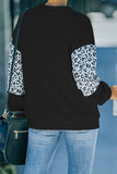 contrast leopard henley pullover