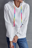 rainbow drawstring long sleeve hoodie