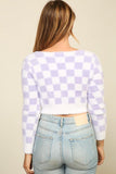 timing mohair checkered cropped cardigan