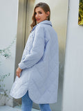 snap front collared quilted coat