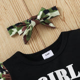 girls camouflage print ruffle shoulder dress