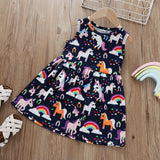 girls graphic cardigan and unicorn print dress set